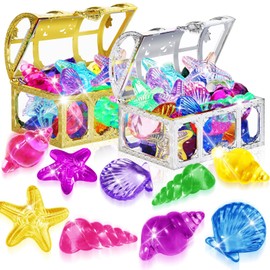 YEAMLTE Gemstones for Children, Diving Jewels for Children, 36 Ocean Colourful Diamonds with 2 Treasure Chest, Pool Diving Toy Children, Underwater Gemstone for Pool Parties, Beach Games, Treasure