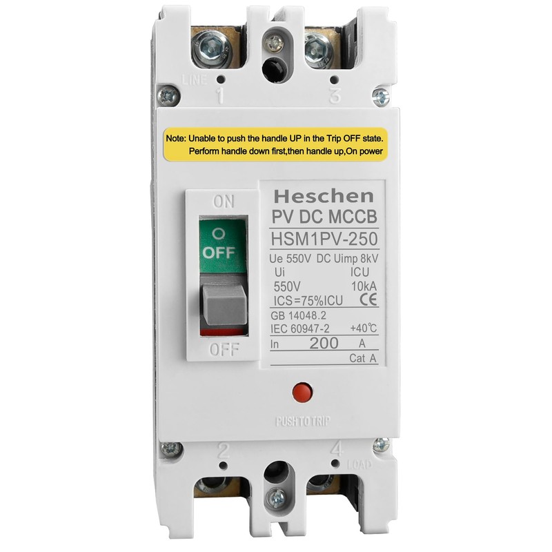 Heschen DC Molded Case Circuit Breaker MCCB, HSM1PV-250, 2 Poles,