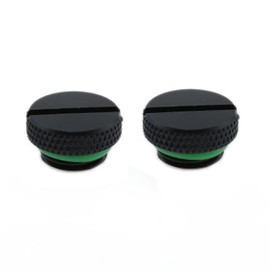 Meuey Lyot Black G 1/4 Inch Plug Fittings with Green O- Ring Water Stop Plug for Computer Water Cooling Systems-2PCS