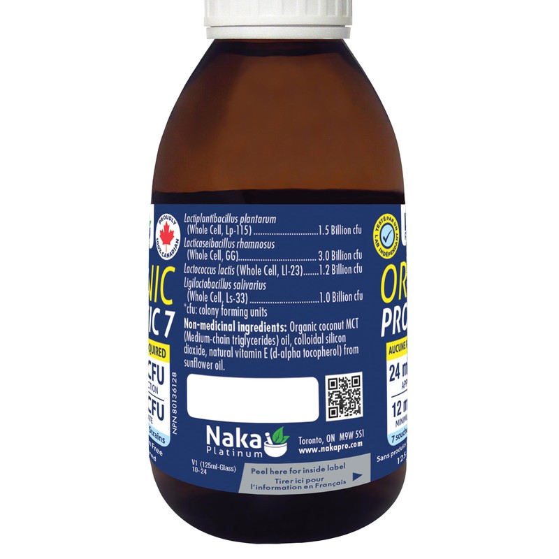 Naka Platinum Organic Probiotic 7 Liquid, Shelf Stable, Support Digestive