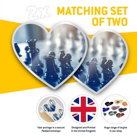 2 x Heart Stickers 7.5 cm - Chess Set Board Game Retro Laptop Tablet Luggage Scrapbook #12954