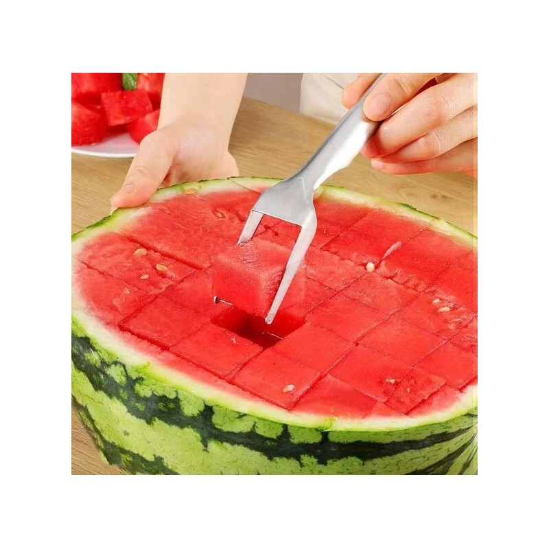 Unbranded Watermelon Slicer Cutter 2-in-1 Fork Stainless Steel Fruit Cutting