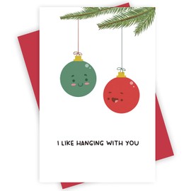 Humorous Christmas Hanging Decoration Pun Card, Unique Xmas Card for Husband Wife, Cute Christmas Card