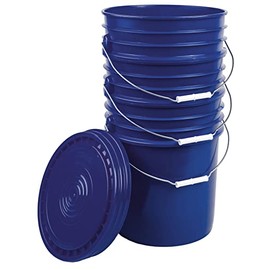 Hudson Exchange - 5DM+5LHV-bl-3 Premium 5 Gallon Bucket with Lid, HDPE, Blue, 3 Pack