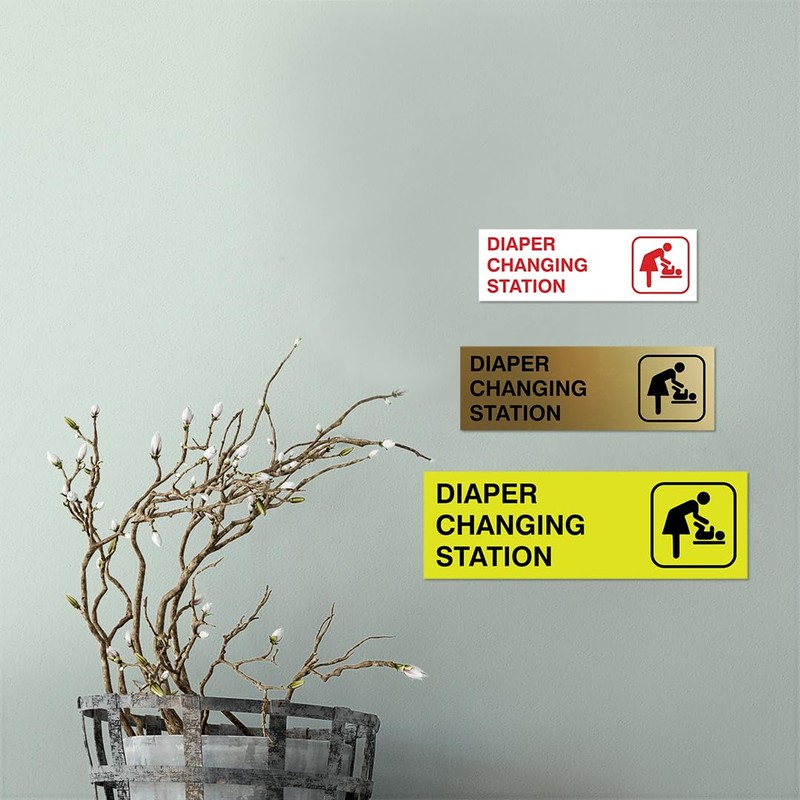 Signs ByLITA Basic Diaper Changing Station Sign (Yellow/Black) - Small