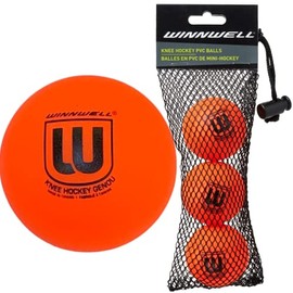 Winnwell PVC Knee Hockey Balls - Indoor Hockey Floor Balls for Mini Stick Nets - Mini Hockey Balls with Mesh Bag -50mm 30gram Weight (Orange)