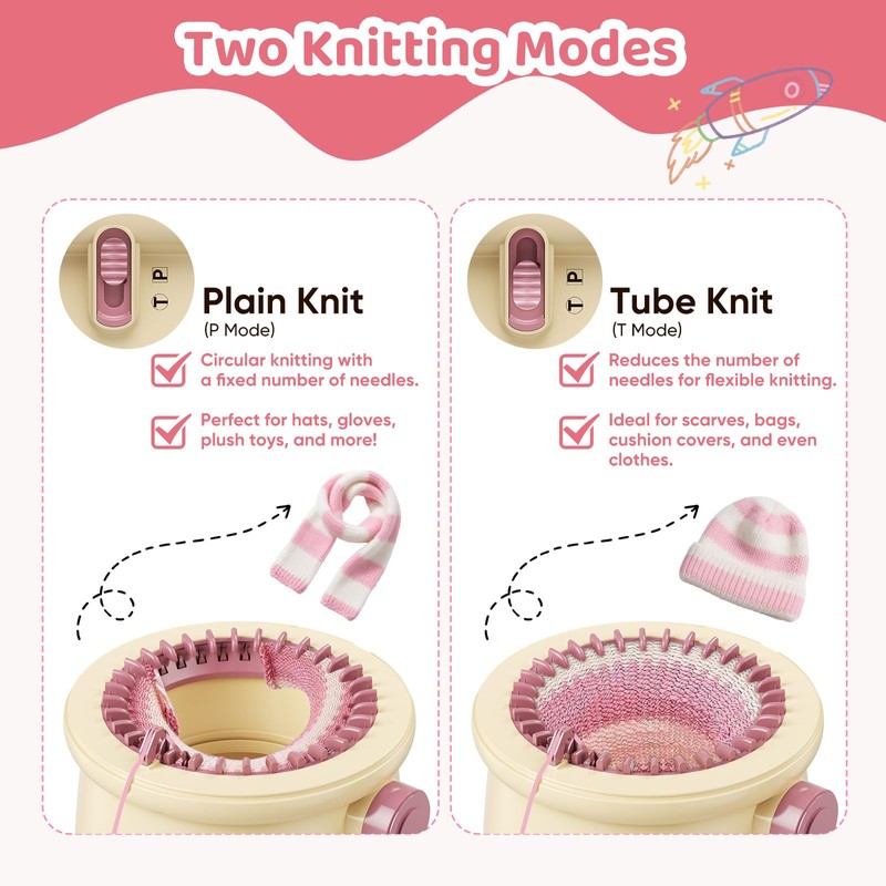 Knitting Machine 32 Needles, Mushroom DIY Hand Knitting Board Rotating