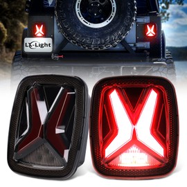 LX-LIGHT DOT Smoke X Shape LED Tail Lights Brake Turn Signal LED Rear License Plate Lights with EMC Compatible with Jeep Wrangler CJ YJ TJ