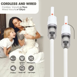 SIPPON 6-in-1 Lightweight Stick Vacuum Cleaner with 100W Powerful Motor, Mini Portable Household Handheld Vacuum Cleaner for Domestic Hard Floors, Carpets and Pet Hair(Porcelain White Corded)
