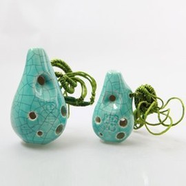 Forever 6 Holes Ceramic Ocarina - 2 Piece Set Includes Soprano C and Soprano F - Easy to Learn and Carry, Good for Beginner & Great Gift! Linn's Arts! (Jade Crackle)