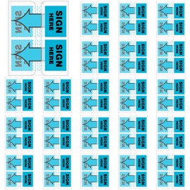 Jutom 1250 Pcs/ 25 Packs Sign Here Stickers 1 Inch Sign Date Tabs Sign Here Sign Date Sign Stickers with Dispenser Arrow Flag Easy to Post for Office Annotating Books(Blue)