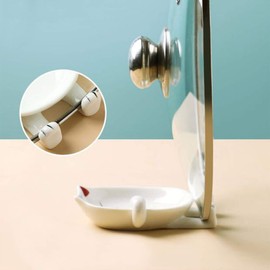 QYCX Multifunction Cute Cat Ceramic White Red Spoon Rest-Cartoon Animal Dinnerware Chopsticks Spoon Rest/Pot Lid Rack-Modern Kitchen Gadgets Spoon Rest Holder Kitchen Counter Cooking Spoon Pot Cover Spatula Rest for Stove Top Farmhouse Home Kitchen Utens