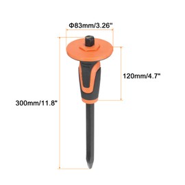 HARFINGTON 2pcs Masonry Chisel 11.8 Inch with Hand Guard Pointed Head High Carbon Steel Rock Concrete Mortar Stone Chisel Brick Chisel for Stone Brick Breaking Carving Demolishing Splitting