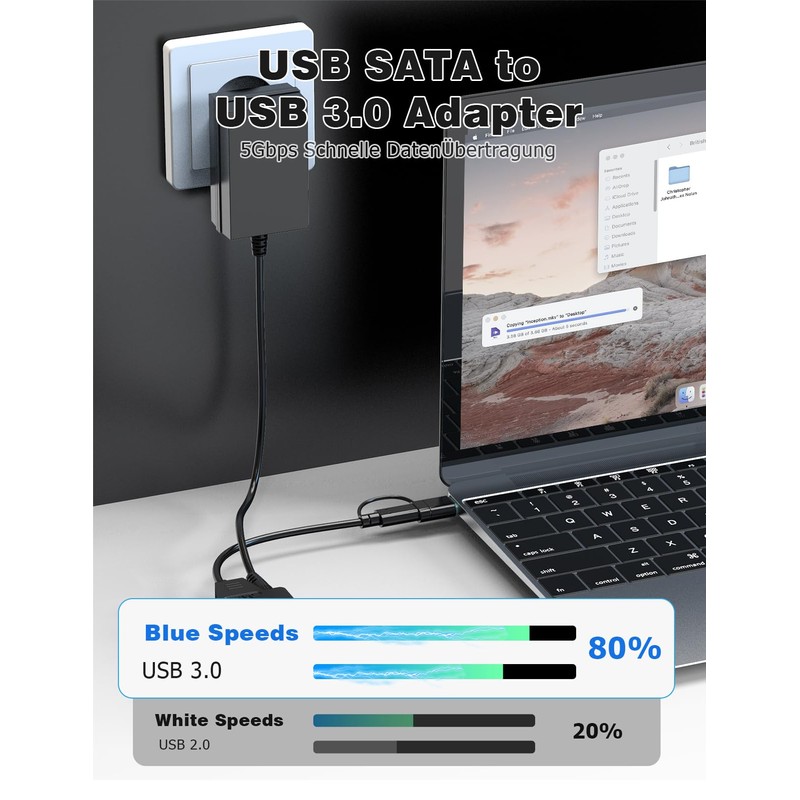 Mellbree SATA to USB 3.0 Adapter, 2-in-1 USB & Type-C