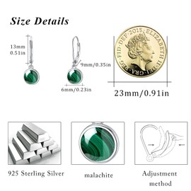 Malachite / Moonstone / Turquoise Earrings Silver 925 Hoop Earrings for Women Girls Jewellery Gifts for Women Children Mum Wife Girlfriend Daughter, Sterling Silver, Created Zircon