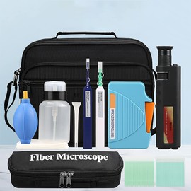 YICIZOL Optic Fiber Cleaning Inspection Kits Including 400 Times Fiber Connector Microscope for 1.25/2.5mm FC/SC/ST/LC Connector & 1.25mm/2.5mm Cleaner Pens & Cleaning Cassette