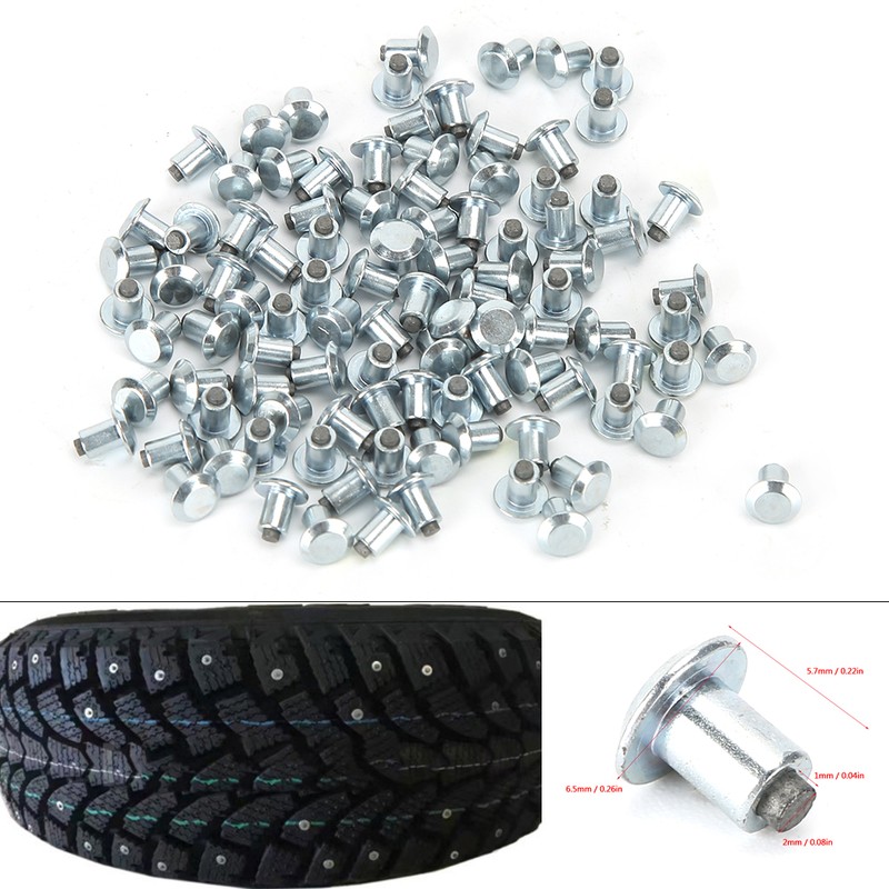 100Pcs 6.5mm 0.3in Wheel Tire Stud Screws Anti Slip Nails