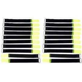 20 x 20 cm x 20 mm resealable Velcro cable ties, neon yellow with metal eyelet, cable Velcro tape, 200 mm, reusable