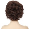 Kaneles Short Brown Curly Wavy Wig with Hair Bangs Synthetic