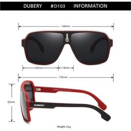 DUBERY Mens Oversized Aviator Sunglasses Classic Large Polarized Lens Shades D103