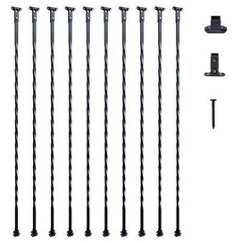 Happybuy 44'' x 1/2" Galvanized Steel Staircase Metal Balusters, 10 Pack Decorative Banister Spindles with Hollow Twists, Satin Black Spiral Stair Railing w/Shoes & Screws