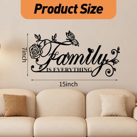 Family Metal Wall Art, Black Wire Metal Wall Art, Family Wall Sign Decor for Living Room Bedroom Dining Room Kitchen (Black)