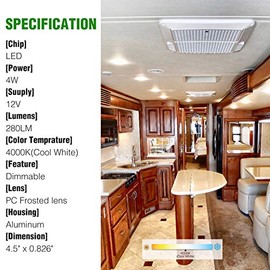 4.5Inch LED RV Interior Light Recessed Mount - 6 Packs, 12V RV Puck Light, 4000K Cool White Light, for RV Camper Trailer Motorhome Boat