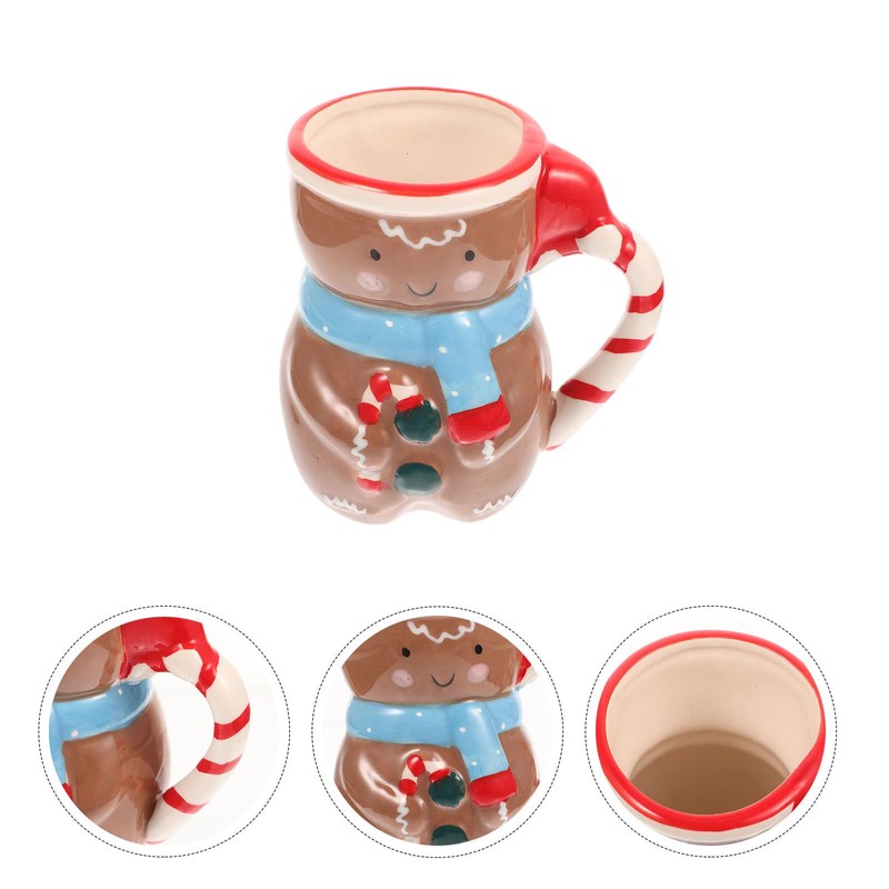 Luxshiny Christmas Coffee Cup 3D Gingerbread Man Decoration Christmas Figure