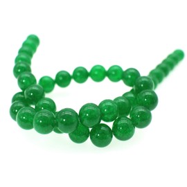 Cuentas de calcedonia de piedra natural, redondas, lisas, sueltas, para hacer joyas, hecho a mano, 15 pulgadas, 1 hebra por bolsa (10 mm, 06 verde bosque)