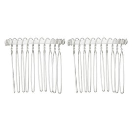 VOCOSTE Anti-Slip Hairside Comb Axserie Metal Silver Tone Hair Side Comb Retaining Hair Clip 4cm Pack of 2