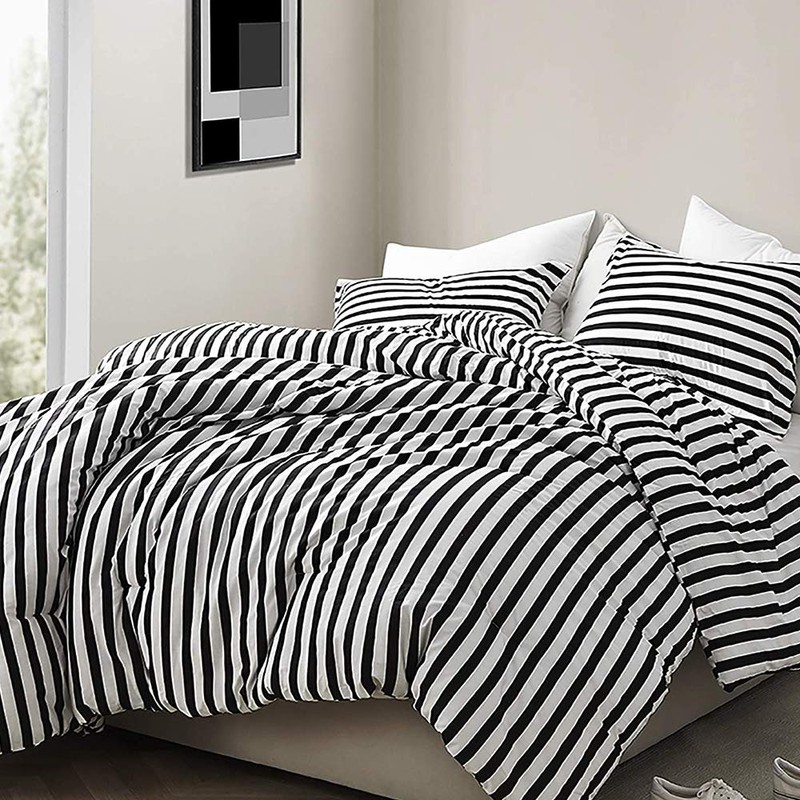 CLOTHKNOW Striped Pillowcases King Black and White Pillow Cases Ticking