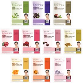DERMAL - 10 Pcs. Anti-age - Mascarillas faciales con Esencia de Colágeno - 10 Mascaras Seleccionadas para cuidar tu piel de rastros de edad.