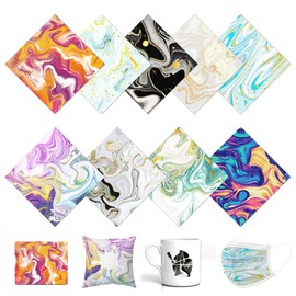 9 Colour Infusible Transfer Ink Tie Dye Infusible Ink Film for Cricut 30.5 x 30.5 cm Infusible Transfer Paper Insoluble Sublimation Ink Sheet for Heat Press Machine for T-Shirt, Cup, Coaster