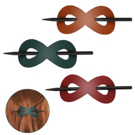 3 Pieces Leather Hair Barrettes, UHOMENY Leather Barrette with stick accessories for women Hair Slide Pins with Stick (Wine red+ brown+ dark green)