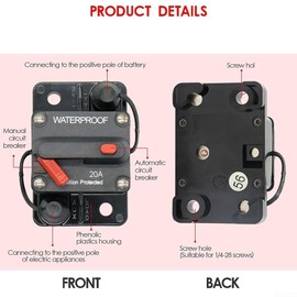 Car Circuit Breaker 20A Waterproof Switchable Circuit Breaker Reset Inline Fuse Holder Protection for RV Caravan Trailer Scooter