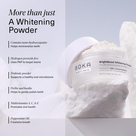 Boka Teeth Whitening Powder - Nano Hydroxyapatite, Appropriate for Sensitive Teeth, Whitening -Toothpaste Alternative with Essential Oils, Has Probiotics, Multivitamins & Aloe