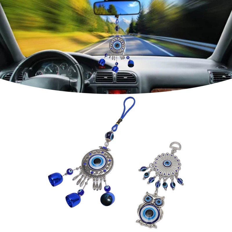 2pcs Blue Eye Owl Ornament Good Luck Attract Wealth Fashionable