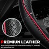Ouzorp Cubierta duradera de piel para volante de coche, rojo