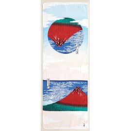 Kenema Japanese Cotton Tenugui Tapestry Hand Towel Bento Cloth Hokusai Ukiyoe Red Fuji