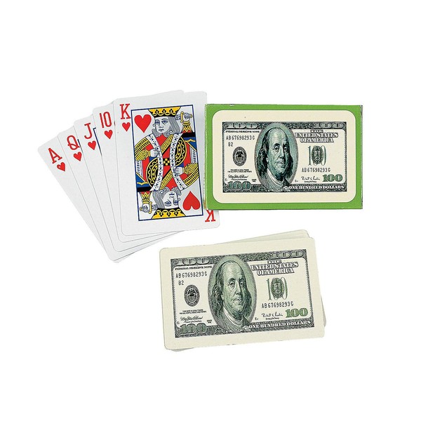 Fun Express $100 Bill Design Playing Cards (12 Decks) Novelty Toys and Giveaways