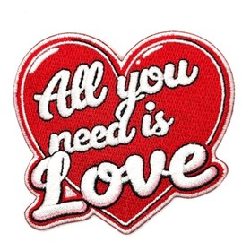 3.5" All You Need is Love Iron On Patch - Embroidered Vintage Peace Love Trendy Applique Appliques Iron On Sew On Patches for Holes, Clothing, Jeans, Hat, Backpacks, Clothes - Love Heart Patch