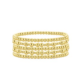 Badu Gold Bracelet stack for Women Gold Plated Beaded Bracelets Gold Stretch Bead Ball Bracelet stack Set Adjustable Jewelry