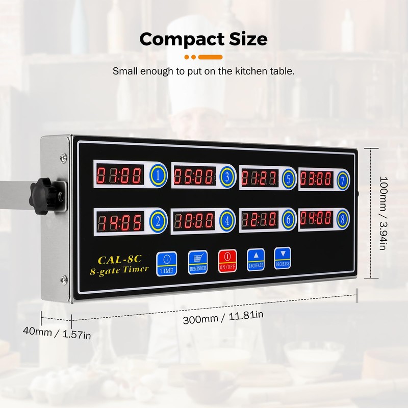 BEAMNOVA 8-Channel Digital Kitchen Timer Commercial Cooking Fryer Reminder Loud