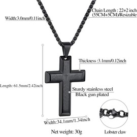FindChic Lords Prayer Cross Necklace Men Stainless Steel 22inch Cross and Chain, Religious Latin Cross Christian Jewellery Gift for Men, Bible Verse Cross Necklace