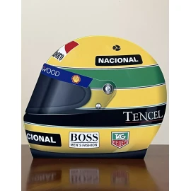 WOW!!!  Ayrton Senna Mclaren Honda  F1 Formula MP4 Race Car Helmet Sign HD 3D