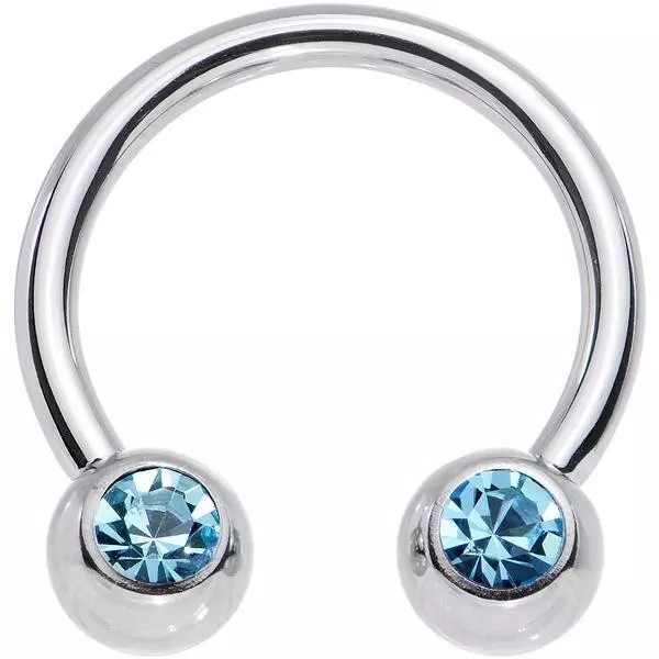 Unbranded 16G 3/8" FRONT FACING DOUBLE CZ GEM STEEL HORSESHOE