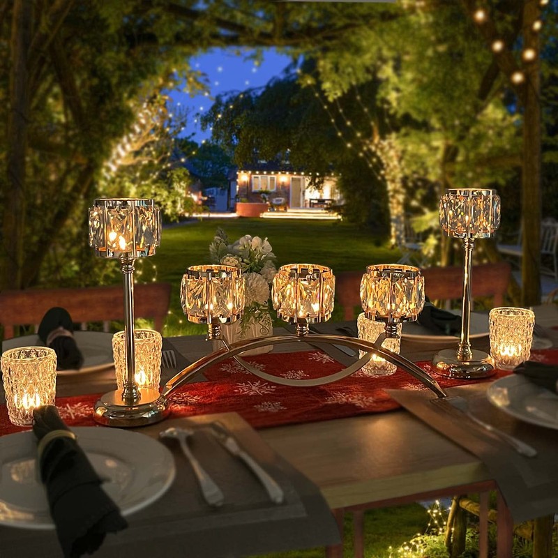 Crystal Bowl Tealight Candelabra Votive Candle Stand/Candleholder Sets,Wedding Centerpieces Candlestick