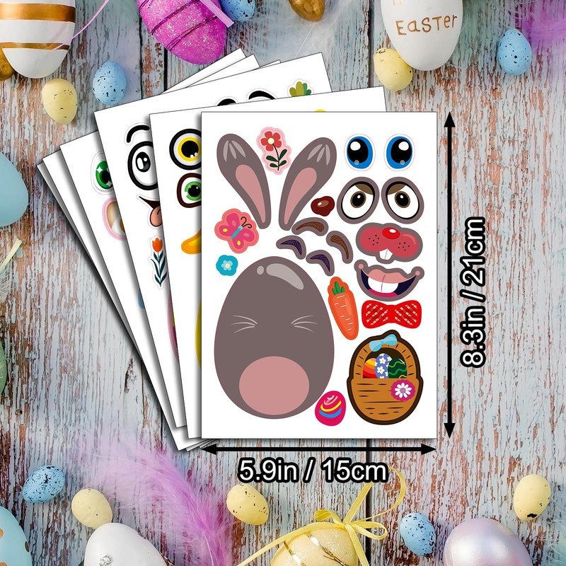 SmilinFit 24 Sheet Easter Stickers for Kids Toddlers, Easter Basket