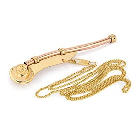 NKlaus 12 cm Maritime Boatsman Whistle with Chain 80 cm Brass Copper Clear Sound Quality 11514