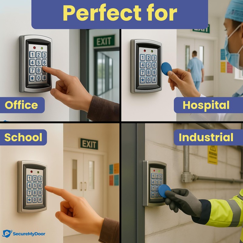 SecureMyDoor Access Control Proximity Keypad with 20x RFID Proximity Fobs